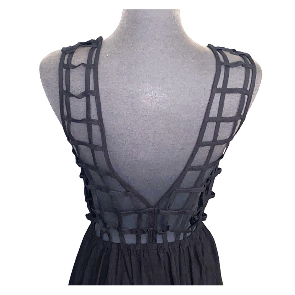 Edgy open back Bali high low dress in Black